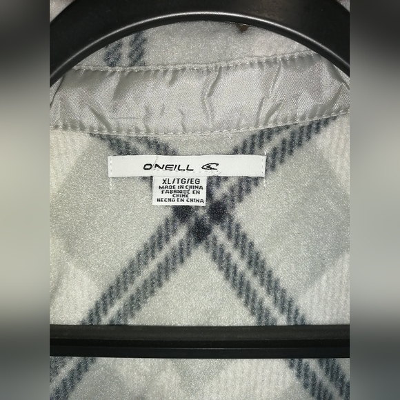 O'Neill Plaid fleece shacket , XL, light grey , new with tags - Picture 2 of 6